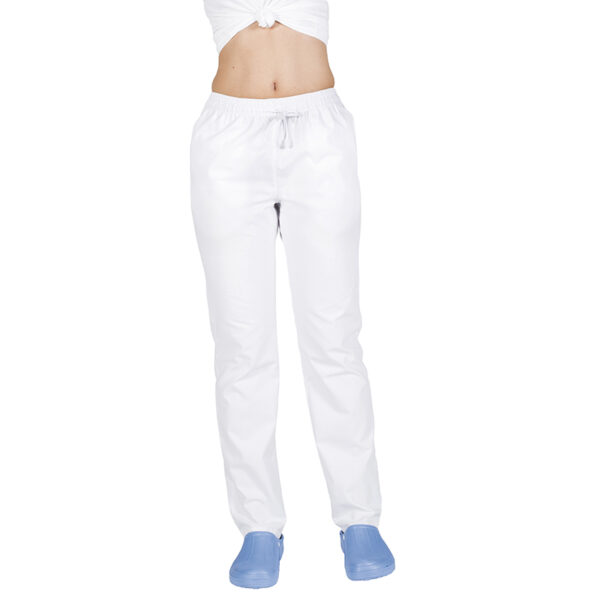 Pantalón unisex blanco goma y cordón (garys 7005)
